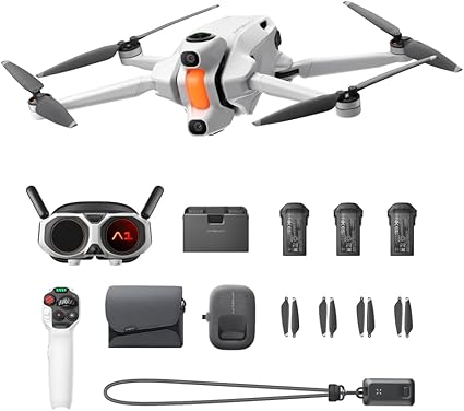 Antigravity A1 Drone (Powered by Insta360) - Explorer Bundle 8K 360 Degree 249g Foldable Drone & Goggles for Immersive Flight with Point-to-Fly Motion Control with Case / 3x Batteries