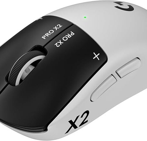 Logitech G PRO X2 SUPERSTRIKE Lightspeed Wireless Gaming Mouse, Fast Performance, Ultra Lightweight (61 g), Customizable Click Haptics, USB-C, for PC/Mac/Laptop - White