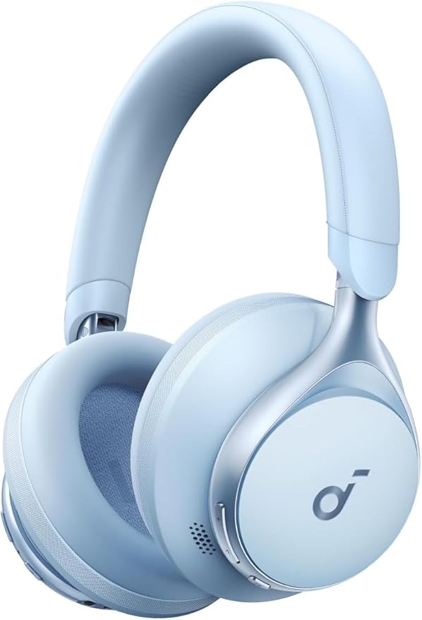 soundcore by Anker, Space One, Adaptive Active Noise Cancelling Headphones, 2X Stronger Human Voice Reduction, 40H ANC Playtime, App Control, LDAC Hi-Res Wireless Audio, Comfortable Fit, Bluetooth 5.3