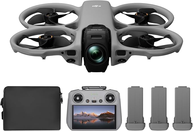 DJI Avata 360 Fly More Combo (RC 2), 360° Drone With 1-Inch 8K 360° Imaging for FPV & Aerial Filming, 360° Camera Drone With Propeller Guard. Includes RC 2 for Precise Control and Three Batteries.