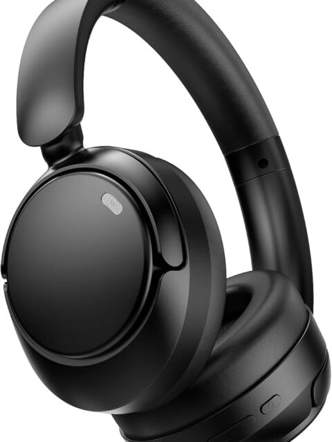 TIMU Active Noise Cancelling Headphones,100H Playtime,Wireless Over Ear Bluetooth Headphones with Deep Bass,Transparency Mode,Clear Calls,Foldable Lightweight for Home/Travel/Commute/Office,Black