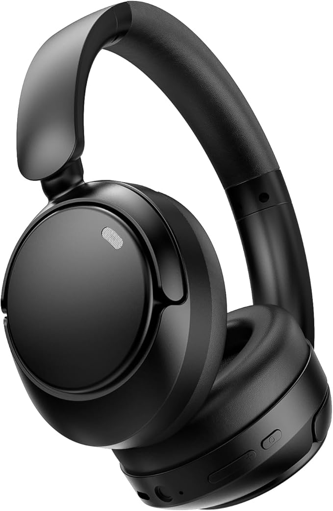 TIMU Active Noise Cancelling Headphones,100H Playtime,Wireless Over Ear Bluetooth Headphones with Deep Bass,Transparency Mode,Clear Calls,Foldable Lightweight for Home/Travel/Commute/Office,Black