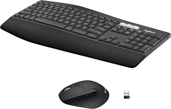Logitech MK850 Multi-Device Wireless Keyboard and Mouse Combo, 2.4GHz Wireless and Bluetooth, Curved Keyframe & Wireless Mouse, 12 Programmable Keys, 3-Year Battery Life, PC/Mac, QWERTY UK - Graphite