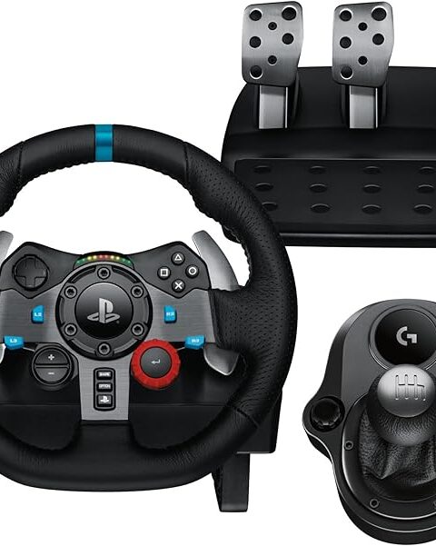 Logitech G G29 SE Driving Force Racing Wheel and Pedals, Force Feedback, Real Leather Driving Force Shifter - Sim Steering Wheel, Pedals, Gear stick for PS5, PS4 and PC, Mac - Black
