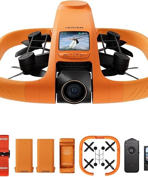 HOVERAir AQUA Flying Camera, IP67 Waterproof Follow Me Drone with Camera for Water Sports with 34mph, 10+ Flight Modes, 4K 100 fps Slow Motion, HDR Video, Manual Control (Land & Sea Combo)