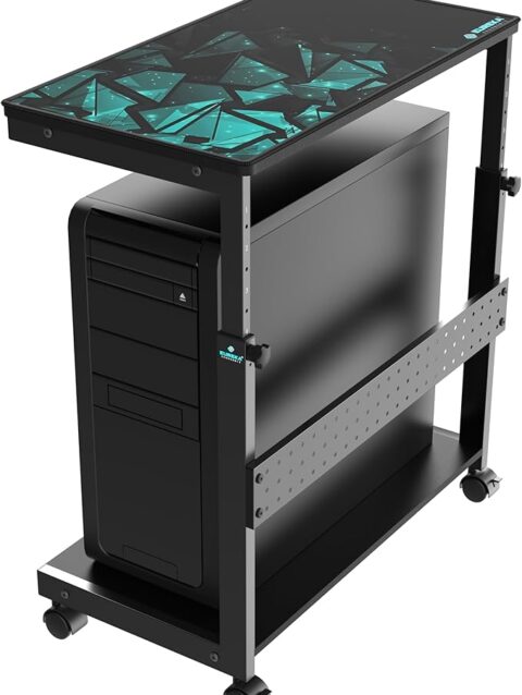 EUREKA ERGONOMIC PC Stand, Adjustable Computer Tower Stand & CPU Holder Cart on Lockable Wheels, PC Trolley for Gaming Desk Accessories, Printer, Suit for ATX Case, Black