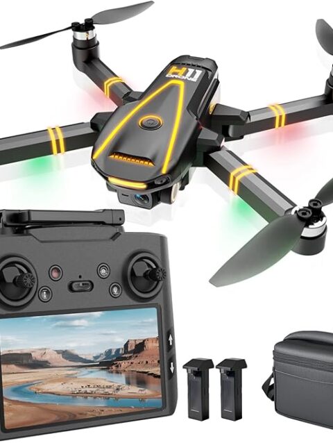 H11 GPS Drones with Camera 4k EIS Professional for Adults & Kids (screen remote controller) RC Quadcopter, Follow Me, Brushless Motor, Auto Return, 2 batteries for 45 min Flight Time, Under 249g