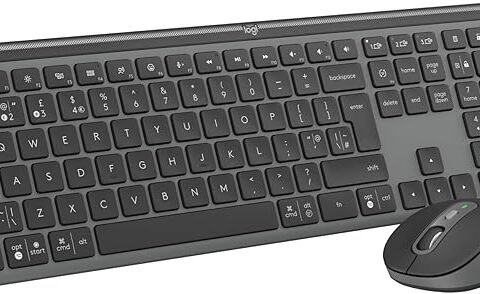 Logitech MK950 Signature Slim Wireless Keyboard and Mouse Combo, Sleek Design, Quiet Typing and Clicking, Switch Across Three Devices, Bluetooth, Multi-OS, Windows and Mac, QWERTY UK Layout - Graphite